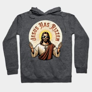 Jesus Has Rizzen - Retro Vintage Risen Christian Faith Funny Hoodie